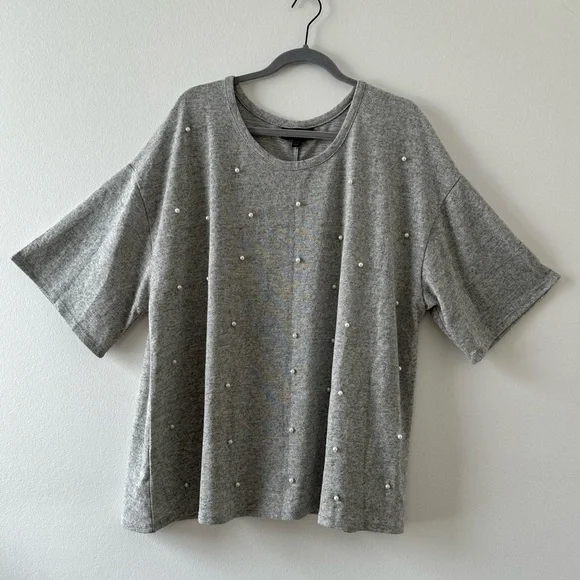 Pearl-studded shortsleeved sweater - Picture 1 of 4